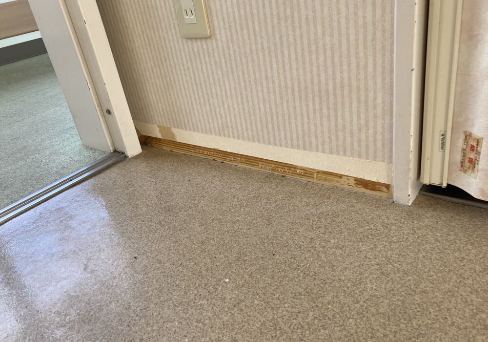 フロアシート貼り替え中